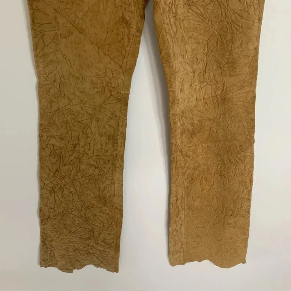 Danier  Suede Textured Leather Retro Pants Boho Hippie 6 - Picture 7 of 15